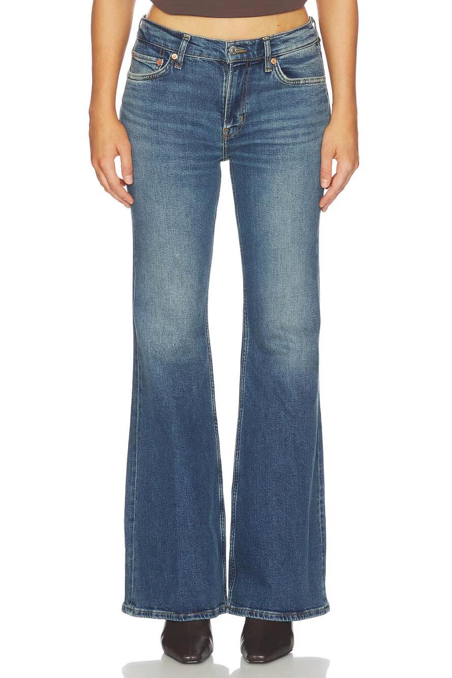 NEW RE/DONE strutter wide leg and flare jeans in sonoma indigo